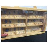 Ryobi router bits in wood box