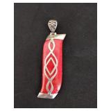 Vintage sterling silver and carnelian pendant