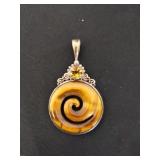 Vintage sterling silver tigers eye Stone with a