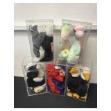 10 ty beanie babies with display boxes
