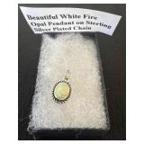 Beautiful white fire opal pendant on Sterling,