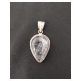 Vintage sterling silver rutilated quartz inverted
