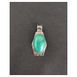 Vintage sterling silver green malachite pendant