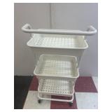 3 Tier White Metal Cart plastic shelfï¿½s