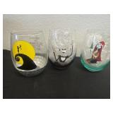 3 glass nightmare before Christmas cups