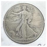 1939 Walking Liberty Half Dollar, composed of 90%