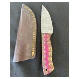 Damascus Blade Multicolored Handle Knife 8in