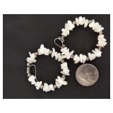 Vintage  Coral hoop earrings with sterling s