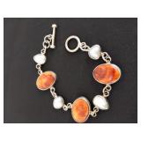 Sterling silver with baltic amber bracelet