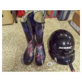 KBC Hard Helmet, Rain Boots - size 8