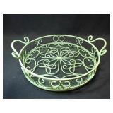 Metal Green Tray with Glass