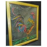 Stain Glass Look Rooster Art, Framed
