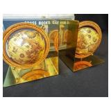 Brass Globe Book Ends in box