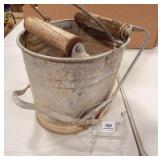 Metal Wash Bucket, Wood Wringer