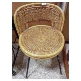 Wicker Vanity Seat, swivels