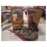 Trash Can, Mirror, Squeegie, Bag