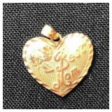 "Best Mom" Pendant; 14K Gold
