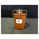 Brown Crock w/bale; 5¾" h x 3¼" dia