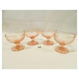 Pink Glass Dessert Cups; "Mayfair"