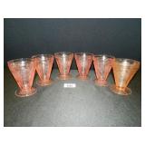 Pink Glass Footed Glasses; "Cherry Blossom"