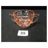 Pink Glass Sugar Bowl; "Cube/Cubist"; Handled
