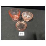 Pink Glass-3 pieces; Different Patterns