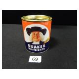 Quaker White Oats Metal Can; 4½" h x 4" dia