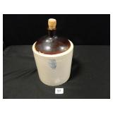 Crock jug w/handle; Cork in top; 11" hx 7?" diam
