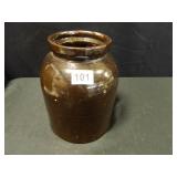 Brown Crock; 9¼" h x 7"-base dia; no lid