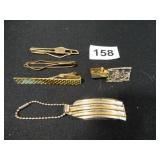 Tie Clips-4; 1-Key chain; Gold tone