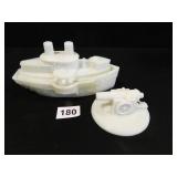 Boat Shaped Dish; Cannon; White Glass