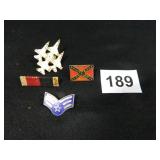 Lapel Pins; 4-total; 2-military; 1-military jets