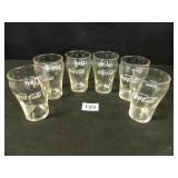 6-Coke Glasses-4" h Clear w/White Lettering