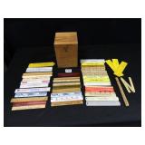 Wooden Box w/lid & Ruler Collection