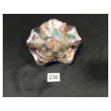 Carnival Glass Grapes & Leaves; Cobalt Blue-back