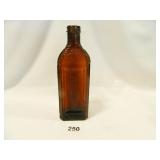 Brown Glass Bottle w/fish design; 9" h