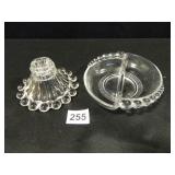 Glass Candle Holder; Glass divided Dish