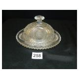 Vintage Oval Clear Sawtooth Edge Butter Dish