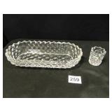 American Fostoria Oblong Dish; Toothpick Holder