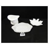 Milk Glass Dishes; 1-Top Hat Vase-3" h x 4½" d