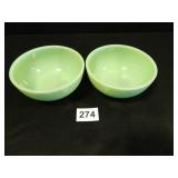 Fire King Jadeite Cereal Bowls; 2" h x 5" dia
