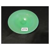 Green Glass Bowl on Pedestal; 1½" h x 8¼" d