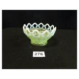 Opalescent Green Lace Edge Bowl; 3" h x 5" dia