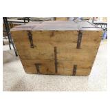 Large Wooden Trunk with Hinged Lid