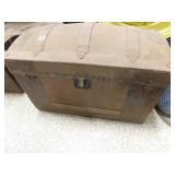 Large Wooden Trunk with Hinged Lid