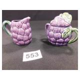 Ceramic Grape Sugar and Creamer