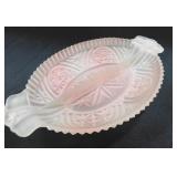 Frosted Glass Pink Tint Divided Relish Bowl