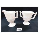 Jeannette Shell Pink Milk Glass Creamer & Sugar