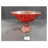 Glass Pedastal Bowl Colored Red