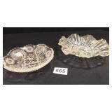 Pressed Glass & Cut Glass Serving Bowls - 2 count